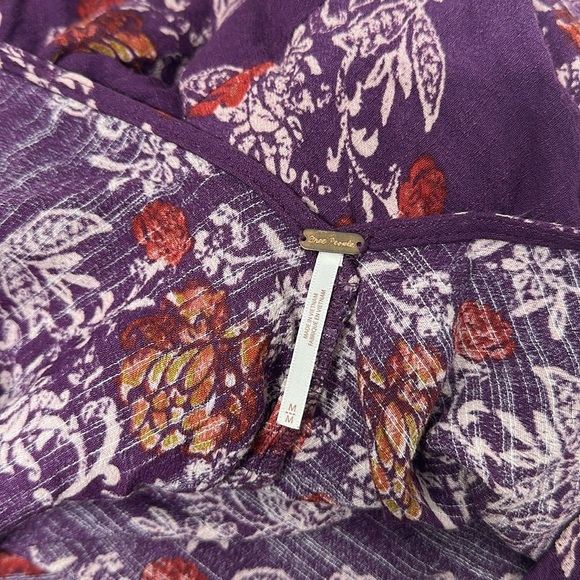 Free People Smooth Talker Tunic Mini Dress Long Sleeve Floral Purple Size Medium - Picture 9 of 9